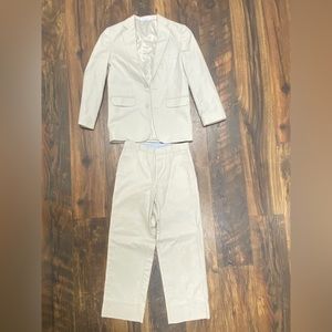 Izod Boys Size 10 Piece Double Breasted Formal Suit Set Beige/ Tan